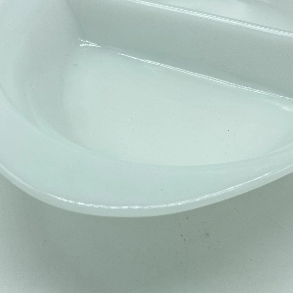 Glasbake Divided Milk Glass Oval Relish Dish Vintage MCM Rustic Farmhouse Retro